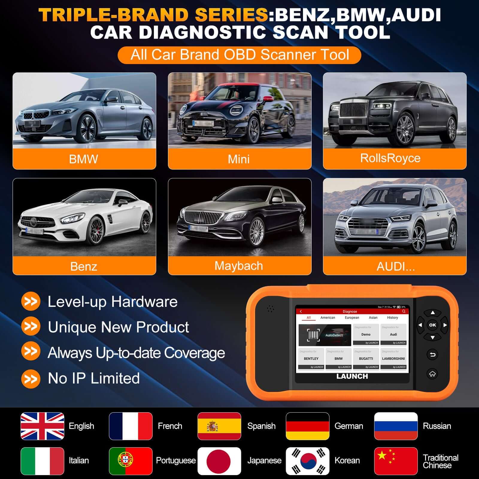 LAUNCH X431 Creader Elite V2.0 for BMW, Mercedes-Benz and Audi Scanner - Image 4