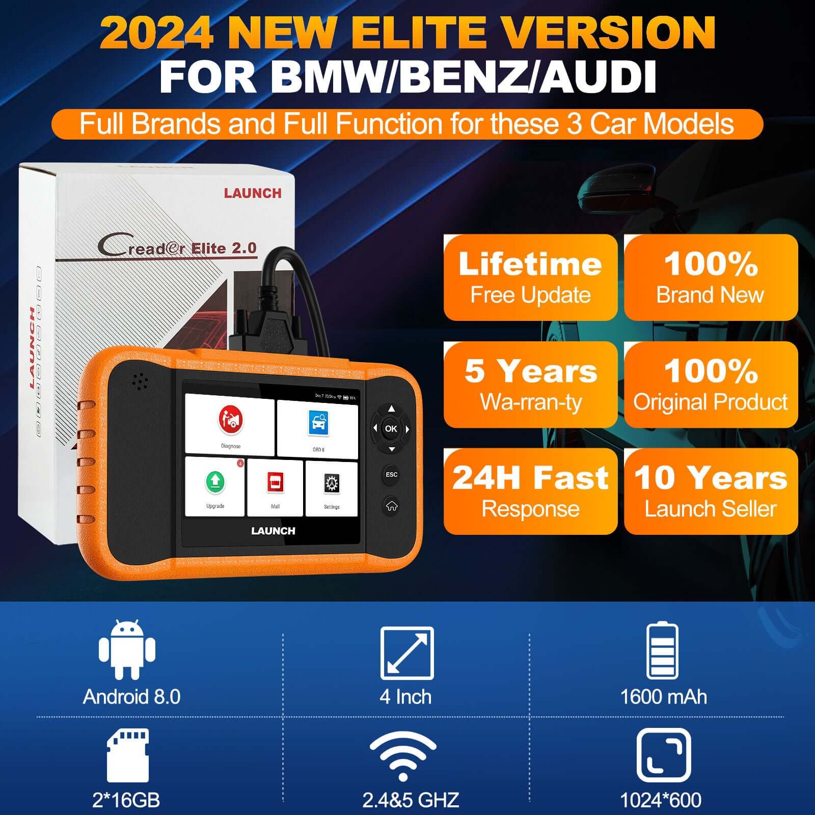 LAUNCH X431 Creader Elite V2.0 for BMW, Mercedes-Benz and Audi Scanner - Image 5