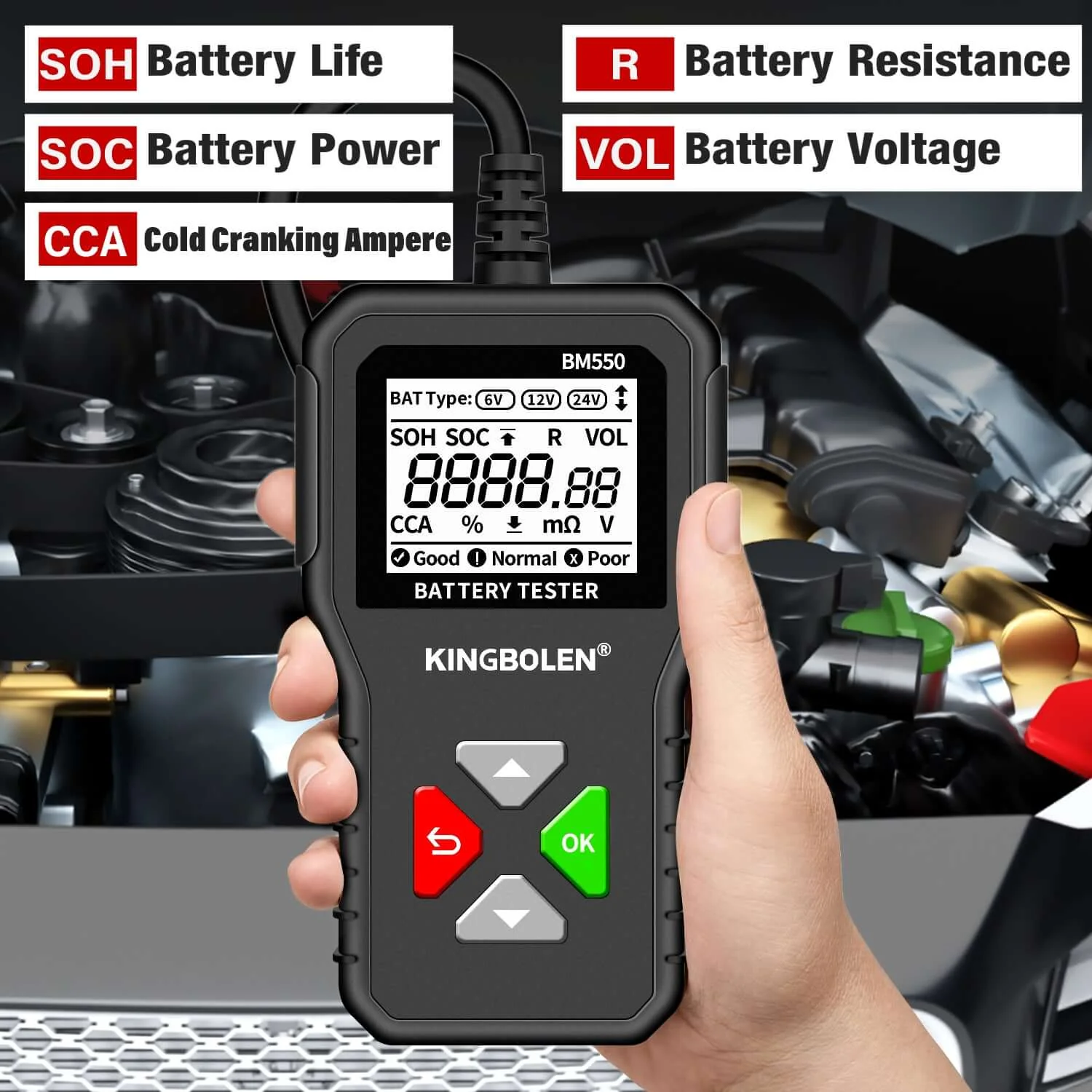 KINGBOLEN® BM550 6V 12V 24V Auto Battery Tester - Image 4