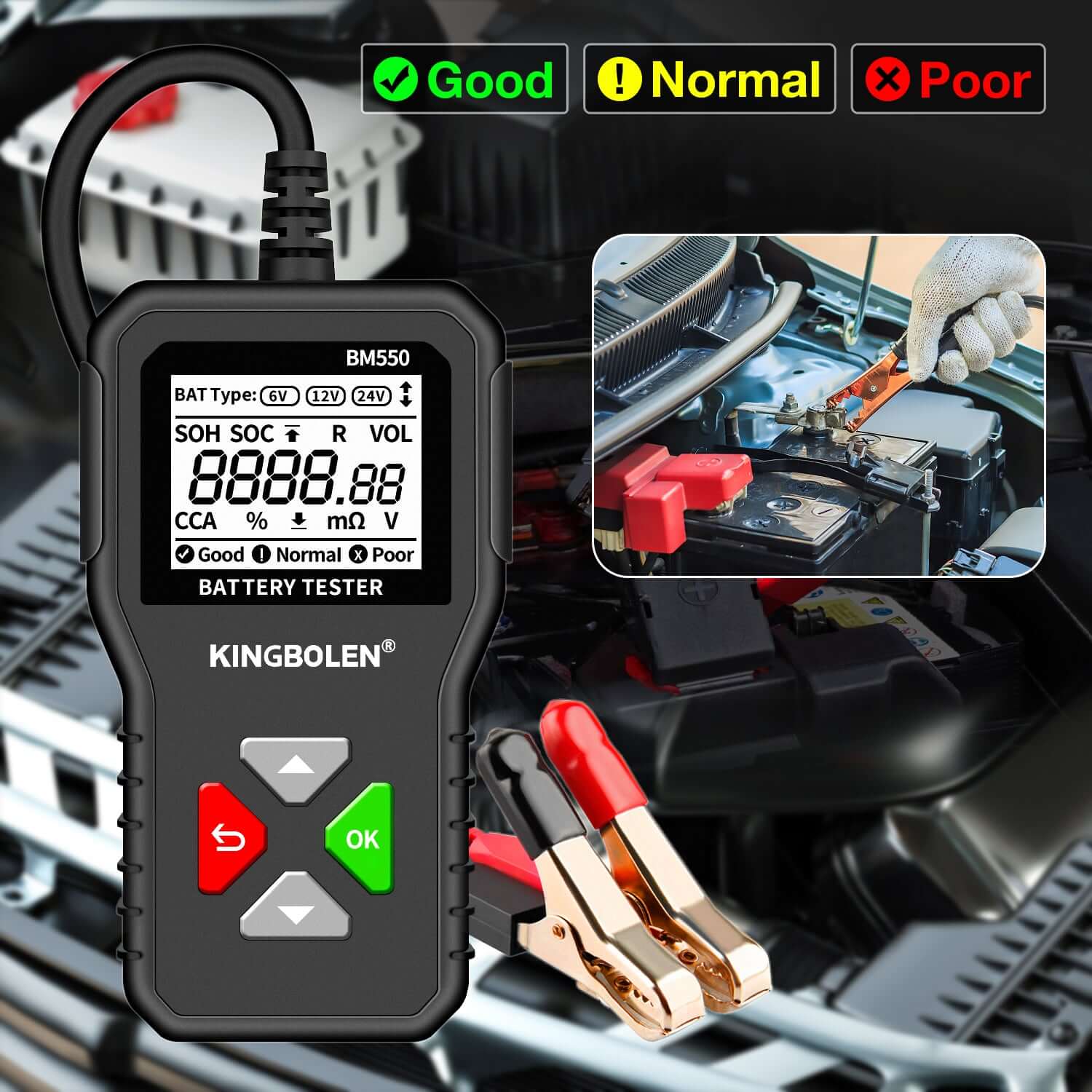 KINGBOLEN® BM550 6V 12V 24V Auto Battery Tester - Image 7