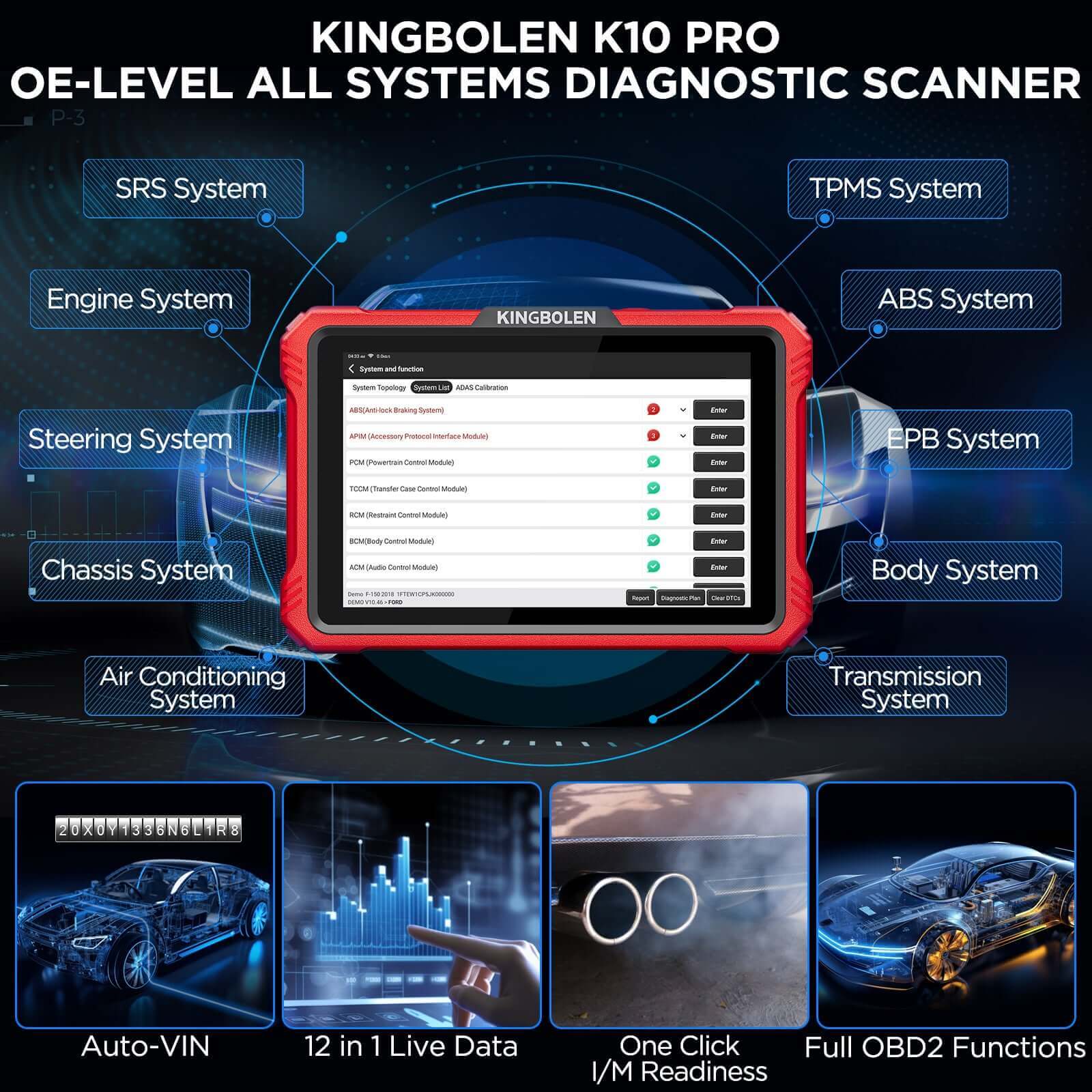KINGBOLEN K10 PRO 10" Topology Scan Tool | Bidirectional & ECU Coding - Image 8
