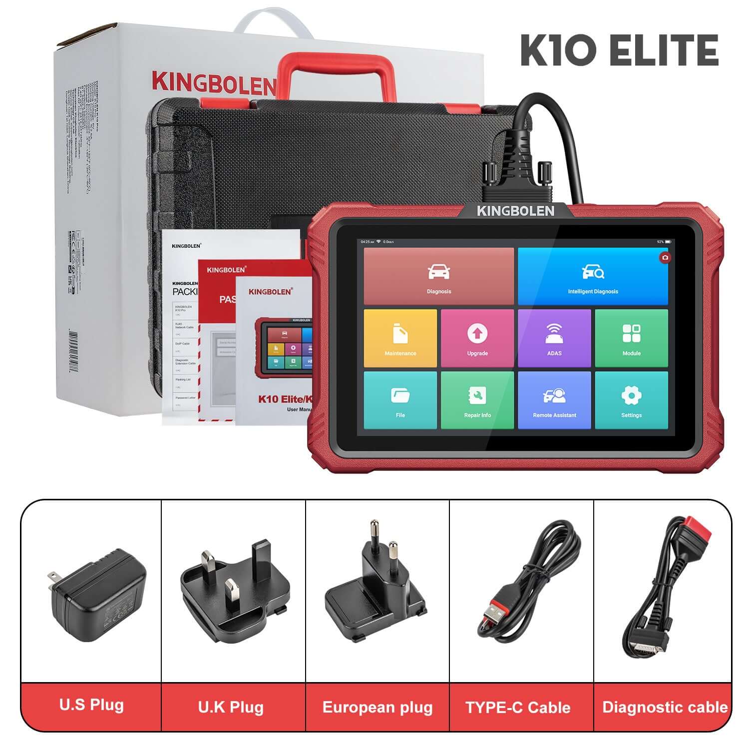 KINGBOLEN K10 Elite 10" Wired Scan Tool with Topology Mapping | Bi-Directional & ECU Coding - Image 9