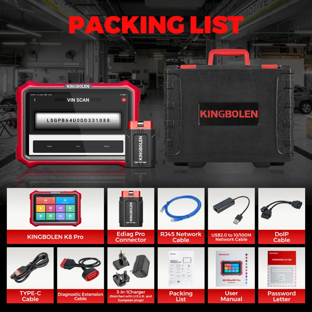 KINGBOLEN K8 Pro 8" Wireless Automotive Diagnostic Tool with CAN FD & DoIP - Image 11