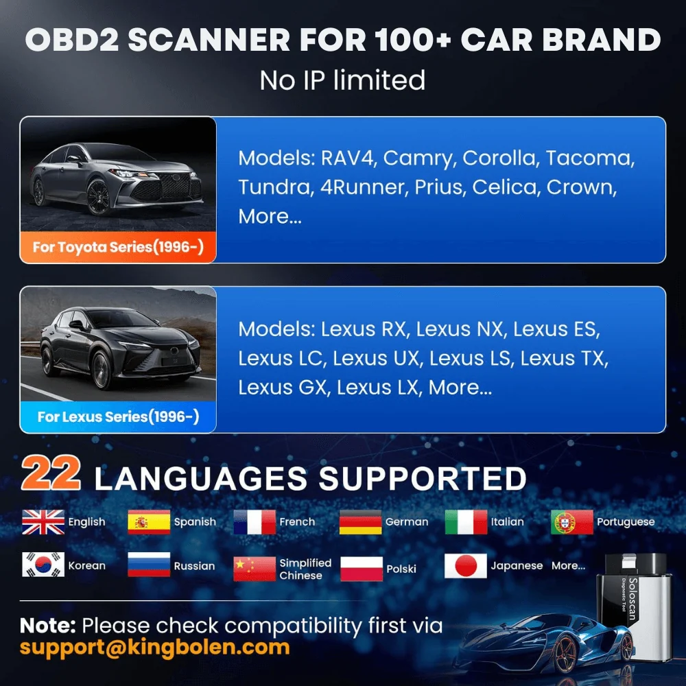 KINGBOLEN SOLOSCAN Toyota & Lexus Bluetooth Obd2 Scanner - Image 9