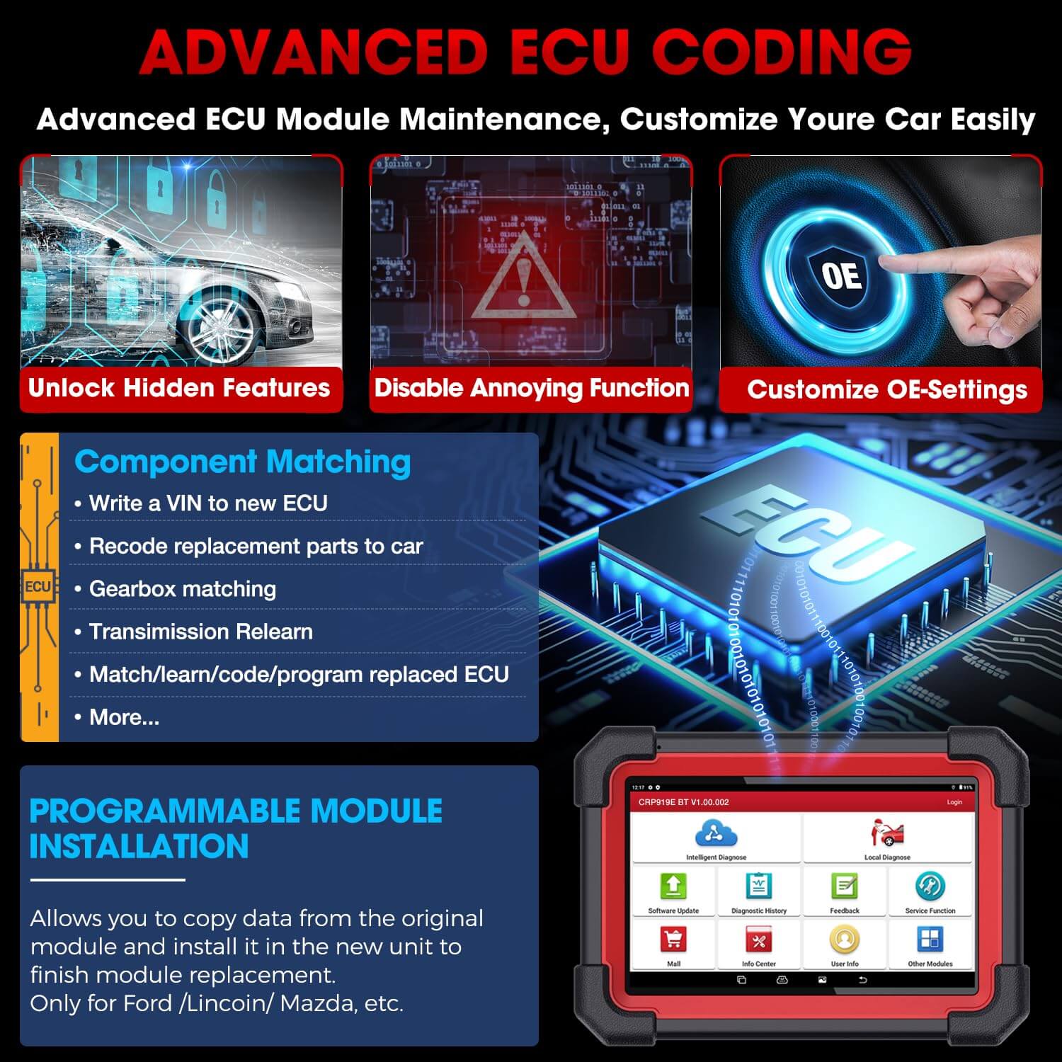 LAUNCH X431 CRP919EBT Wireless Bi Directional Scan Tool | ECU coding - Image 8