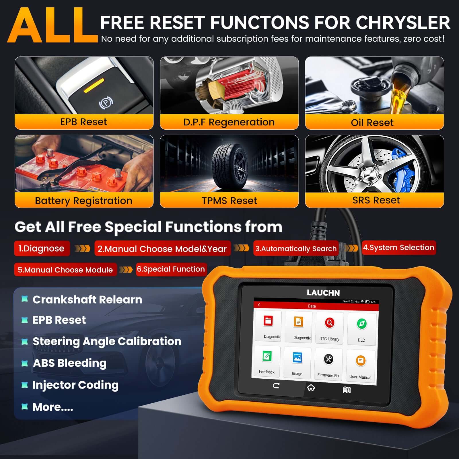 LAUNCH X431 Creader Elite 2.0 for CHRYSLER/Dodge OBD2 Scanner | Bi-Directional Tool - Image 2