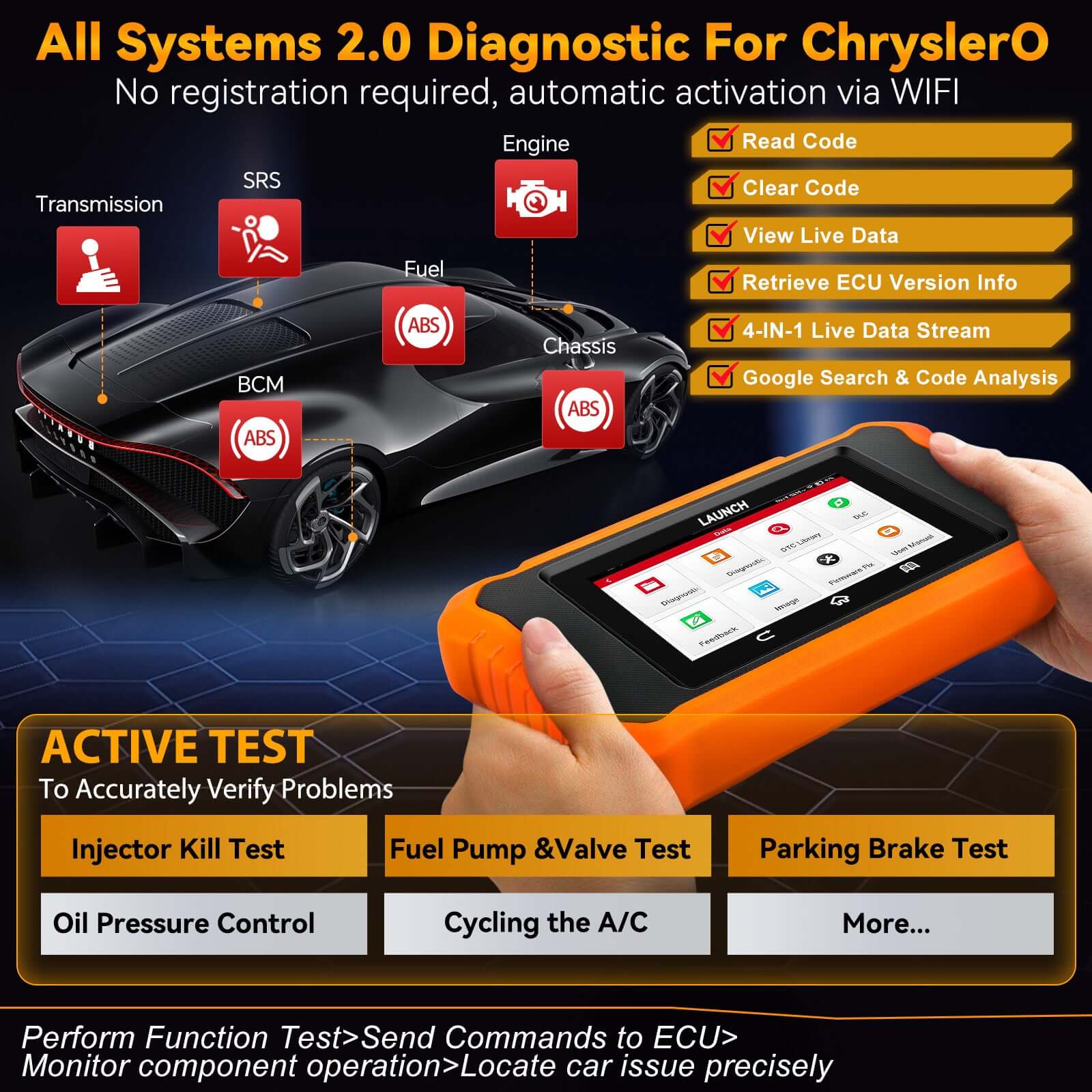 LAUNCH X431 Creader Elite 2.0 for CHRYSLER/Dodge OBD2 Scanner | Bi-Directional Tool - Image 3