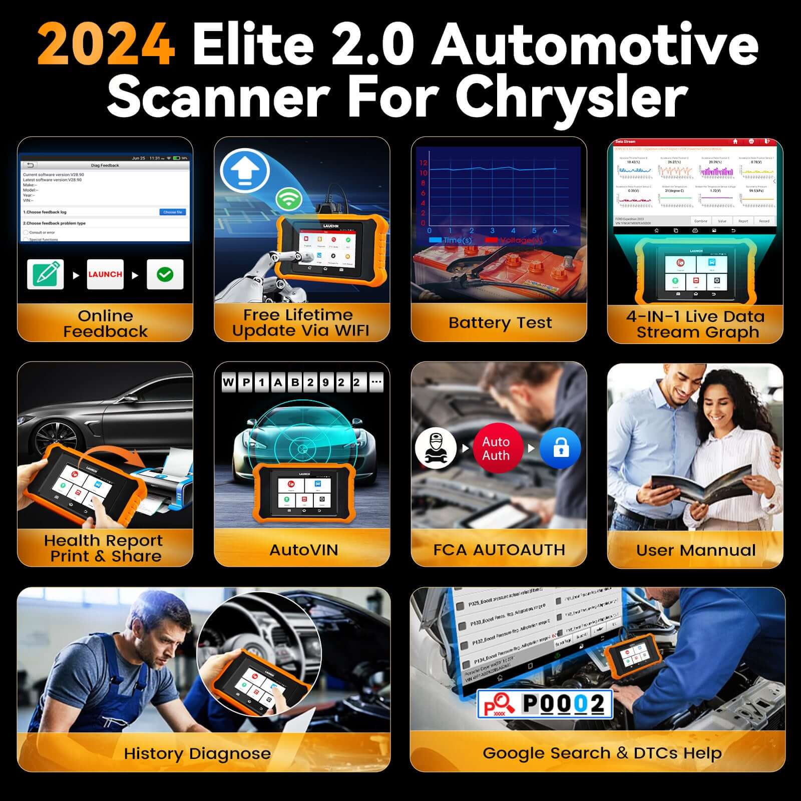 LAUNCH X431 Creader Elite 2.0 for CHRYSLER/Dodge OBD2 Scanner | Bi-Directional Tool - Image 5