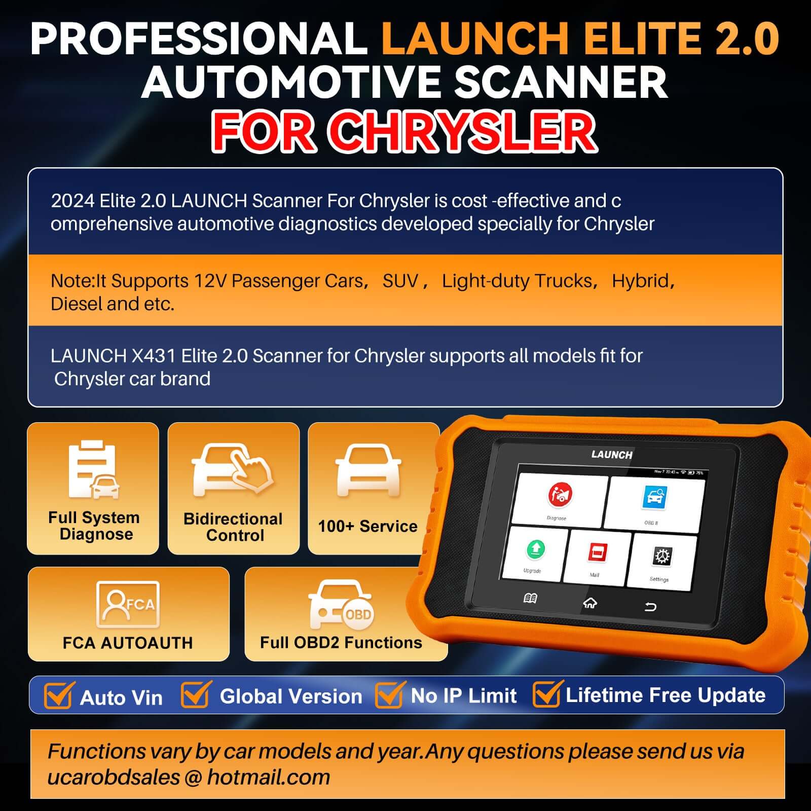 LAUNCH X431 Creader Elite 2.0 for CHRYSLER/Dodge OBD2 Scanner | Bi-Directional Tool - Image 6