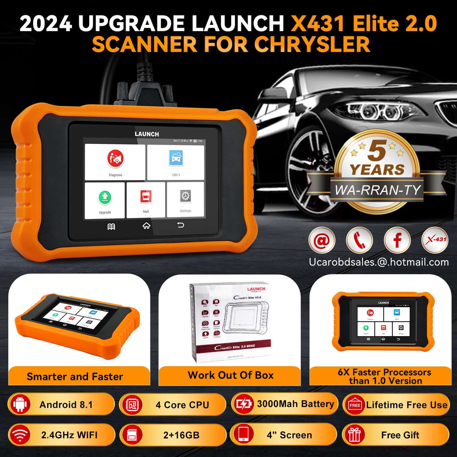 LAUNCH X431 Creader Elite 2.0 for CHRYSLER/Dodge OBD2 Scanner | Bi-Directional Tool - Image 7